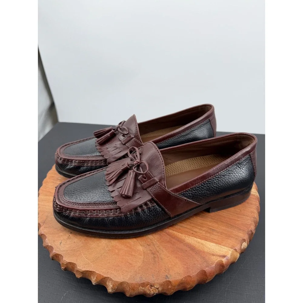 Johnston & Murphy Aragon II  Kiltie Tassel Loafers Mens 9.5M Brown Black Leather